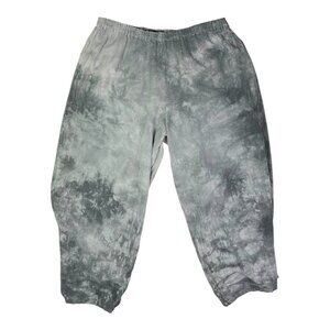 Oh My Gauze! Size 2 (L/XL) Grey Tie Dye Cropped Pull-On Pants Cutouts